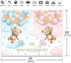 Bear Gender Reveal Backdrop 8x6ft We Can Bearly Wait Gender Reveal Party Decorations Background Pink or Blue Bear Theme Banner Photo Booth Prop - Image 3