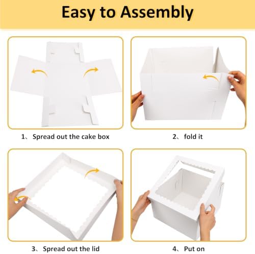 Moretoes 30pcs 12x12x8in Tall Cake Boxes, Bakery Carrier with Large Window - Image 4