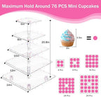 YestBuy Cupcake Stand – 5 Tier Premium Cupcake Holder – Acrylic Cupcake Tower Display – Cady Bar Party Décor – Acrylic Display for Pastry + LED Light String – Ideal for Weddings, Birthday (Colorful) - Image 4