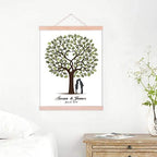Customized Wedding Guest Book Lover Kissing Under the Tree DIY Guest Sign in Book Fingerprint Canvas Painting with Wooden Hanger for Wedding Gift Party Decor-80x120cm - Image 4