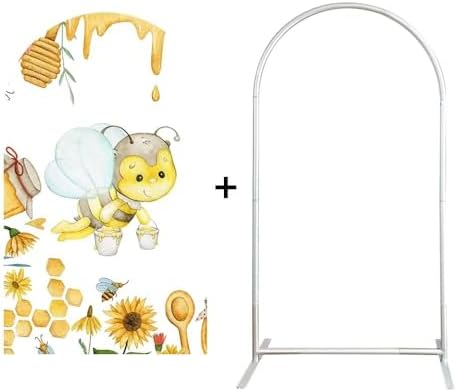 Honey Bee Arch Fabric Covers Honeypot Honeycomb Stretchy Arched Stand Backdrop Cover for Birthday Party Baby Shower Decoration Supplies(Cover+Arch Stand) - Image 2
