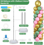 2 Sets Adjustable Balloon Column Stand Kit with Bases（Sage Green Pink Gold） - Image 2