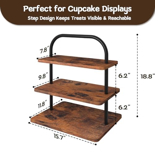 Cupcake Stand, 2 Pack Large 3 Tier Wood Cupcake Tower, Holds 50 Cupcakes - Image 3