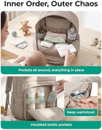 BAGSMART Baby Diaper Bag with Waterproof Pad, Coffee Brown - Image 3