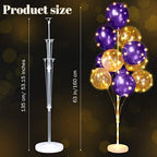Wettarn 4 Set Balloon Column Kit for Floor with LED Light Balloons Stand Kit Tower Pillar Backdrop for Wedding Birthday Summer Baby Shower Party Decorations(Gold and Purple) - Image 4