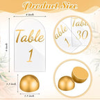 AceOrbit 30 Pack Acrylic Table Numbers 1-30 Gold with Stands,Arch - Image 2