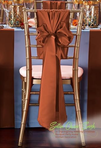 120 PCS Terracotta Satin Chair Sashes, 7 x 108 Inch - Image 5