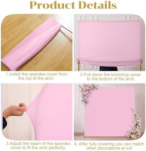 Pink Square Arch Backdrop Cover 8x8FT, Double-Sided Stretchy Spandex Fabric Fits Square Arch Backdrop Stand, Pink Background Backdrop for Wedding Baby Shower Birthday Party Decorations - Image 4