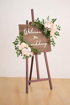 2pcs Champagne & Pink Deluxe Welcome Sign Artificial Flowers Wedding Backdrop Garland Hanging Floral Arrangements for Ceremony Reception Entryway Board Sweetheart Table - Image 2