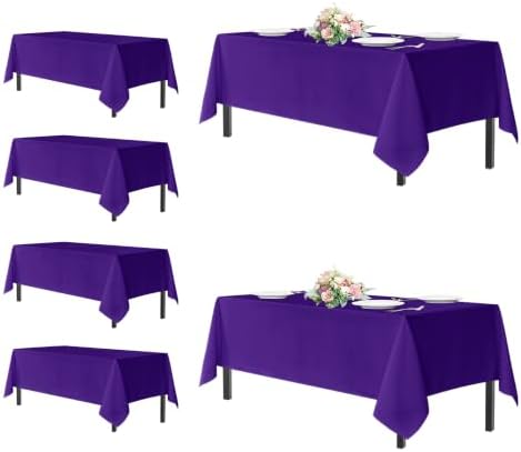 sancua Purple Tablecloths Rectangle, 6 Pack Table Cloth for 6 Foot Tables by sancua
