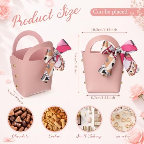 Kacctyen 30pcs Samll Purse Gift Bags PU Leather Purse Party Favors, Pink - Image 2