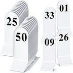 Remerry 50 Pcs Table Numbers 1-50 Acrylic Double Sided Number Cards for Restaurant Acrylic Tent Table Holders Tent Cards Wedding 2.36 x 6.3 Inch (White) by Remerry