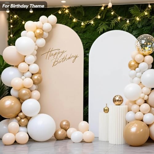 Beige Arch Backdrop Cover 7.2FT 6FT Wedding Arch Covers Stretchy Backdrop Set of 2 for Baby Shower Birthday Wedding Party Decoration (Beige, 7.2FT & 6FT) - Image 3