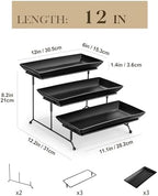 MALACASA 3 Tier Serving Tray, Porcelain Tiered Serving Trays Platters, 12 Inch Serving Stand with Platters,Black Dessert Stand with Collapsible Sturdier Metal Rack,Series PLAT - Image 2