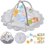 5-in-1 Baby Gym Play Mat with Cartoon Pattern, Extra Thick Plush Tummy Time Activity Gym with Hanging Toys, Sensory Development & Motor Skills Training Floor Mat, Elephant by Unknown
