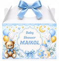 Personalized Baby Shower Keepsake Boxes. A set of 12 boxes personalized with the baby's name to add a special touch to your celebration. (Boy teddy bear) by Handmade