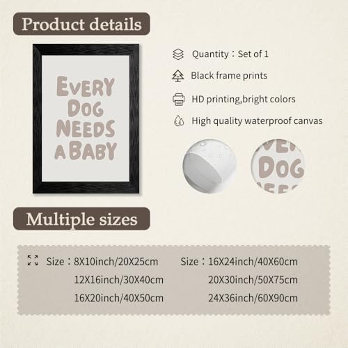 Black Framed Fun Kids Quotes Canvas Posters Every Dog Needs A Baby Wall Art Modern Trendy Minimalist Toddler Prints Playing Print For Nursery Room Wall Decor 20x30 inch - Image 2