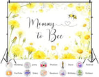 12X8ft Fabric Mommy to Bee Backdrop Sweet Pattern Design Honey Comb Floral Photography Background Baby Shower A Little Honey is on the Way Party Decorations Photo Studio Props - Image 2
