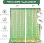 10×10ft Green Tulle Backdrop Curtain with Lights String for Parties, Sheer Photo Curtain Backdrop Drapes for Wedding Party Photography Backgrounds - Image 4