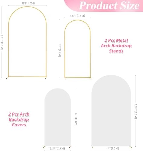 Wokceer Wedding Arch Backdrop Stand and Cover Set of 2,Arch and Ivory Cover - Image 2