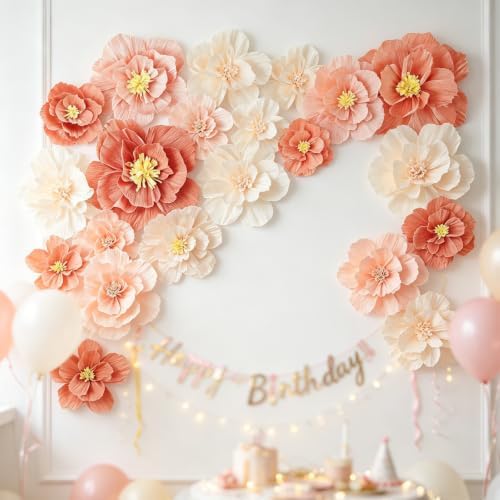 24 Pcs Tissue Paper Flowers Decorations for Wall,8" 10" 12" Crepe Paper Flowers for Floral Party Wedding Baby Bridal Shower Birthday Wall Decor (24, Assorted Color) - Image 2