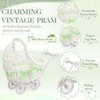 4 Pack Rattan Baby Carriage Baby Shower Table Centerpiece,Green - Image 3