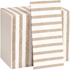 100 Pack Striped Linen-feel Napkins Bulk Striped, Brown by Janlaugh
