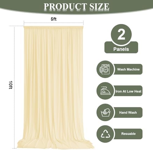 10x10ft Wrinkle Free Beige Backdrop Curtain for Parties, Soft Beige Photo Backdrop Curtains, Polyester Photo Backdrop Drapes for Birthday Party Baby Shower Photography Background - Image 3