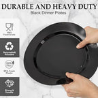 FLOWERCAT 200PCS Black Plastic Disposable Plates for Party - 10 "&7" Black Plastic Plates - Serve for 100 Guests for Summer Party & Birthday & Wedding&Halloween - Image 4
