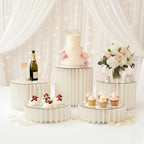 ZOOYOO Buffet Risers for Food Display, 5 Pack Cylinder Stands for Party - Foldable Dessert Table Display Set with Premium Acrylic Tops - Pedestal Cake Stands for Wedding, Candy Table, Quinceanera, Art Exhibitions, Catering - Image 3
