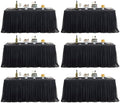 familus Black Table Cloths 8 Foot Rectangle 6 Pack Stretch Ruffle Tulle Tablecloth Spandex Fitted Table Cover for 8 Foot Tulle Table Skirts for Party Wedding Table Cloths, Banquets by familus