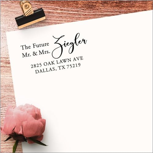 Custom Self Inking Wedding Return Address Stamp - Future Mr. and Mrs. - Personalized Rubber Stamper - No Ink pad Needed, Refillable - Image 5