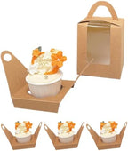Bakepacker Auto-pop up Individual Cupcake Boxes With Window Brown 200 - Image 2