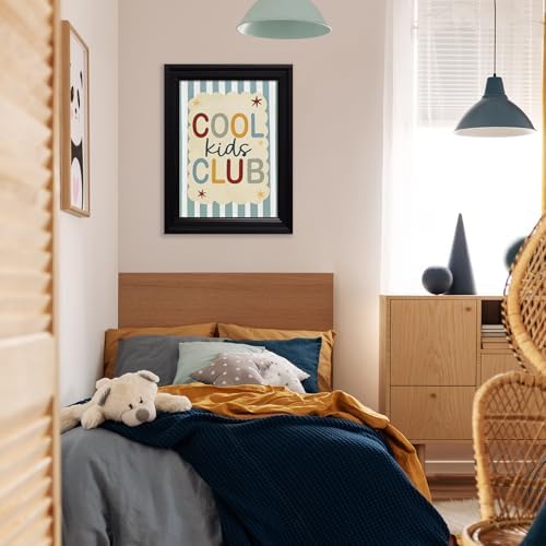 Vintage Framed 20x30 inch Trendy Preppy Blue Striped Wall Art Cool Kids Club Quotes Poster Modern Funny Toddler Canvas Prints for Kids Playroom Bedroom Wall Decor - Image 5