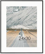FLYJOE 24x30 Metal Picture Frame for Wall With Mat for 18x24, 24''x30'' Aluminum Photo Frames With Tempered Glass for Home Decor, Minimalist Modern Poster Frame Horizontal And Vertical Formats, Black by FLYJOE