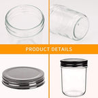 QAPPDA 6oz Glass Jars With Lids,Small Mason Jars Wide Mouth,Mini Canning Jars With Black Lids,Kitchen Storage Jars For Honey,Jam,Jelly,Baby Foods,Wedding Favor,Shower Favors,Spice Jars Set of 30 - Image 3
