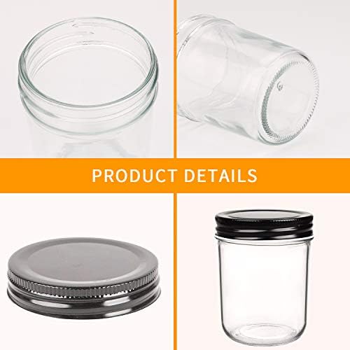 QAPPDA 6oz Glass Jars With Lids,Small Mason Jars Wide Mouth,Mini Canning Jars With Black Lids,Kitchen Storage Jars For Honey,Jam,Jelly,Baby Foods,Wedding Favor,Shower Favors,Spice Jars Set of 30 - Image 3