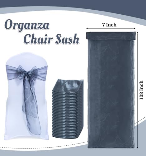 Pack of 200 Organza Chair Sashes for Wedding & Event Décor – Silver Grey - Image 3