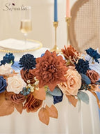 Serwalin Burnt Orange & Navy Artificial Flowers,Fall Flowers for Wedding - Image 3