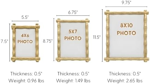 Jaye's Studio Cast Metal Decorative Photo & Picture Frame With Easel Stand, Glass Display, Handmade Bamboo Design, Tarnish Resistant Finish, Gracie Chloe Line, 3 Size Options (Gold, 8x10) - Image 6