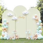 Sage Green Beige Arch Backdrop Cover 6FT 5FT 4FT Wedding Arch Covers Set of 3 Spandex Fitted Fabric Backdrops Double-Color Arch Covers Stretchy Backdrop for Party Baby Shower Birthday Decoration - Image 3