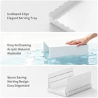Food Display Stands, 4 PCS Acrylic Buffet Risers for Party Table, U-Shaped Tiered Acrylic Display Risers for Catering Dessert Drink Party Supply, Scalloped Serving Tray for Cupcake Fruit (Glossy White 4 PCS) - Image 5