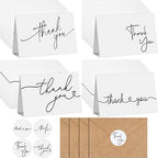 Teling 200 Set Thank You Cards with Envelopes Bulk, 6 x 4 Inch Blank Thank U Greeting Notes with Brown Kraft Envelopes Stickers Thankyou Card Set for Graduation Wedding Birthday Baby Shower(White) by Teling