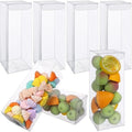 100 PCS Clear PET Plastic Storage Boxes Transparent Present Box Empty Containers Rectangle Cube Candy Chocolate Cookies Treat Case for Christmas,Wedding,Party,Baby Shower (100, 2.5x2.5x7 Inch) by PINKXHY