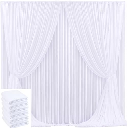 30x10ft White Backdrop Curtain for Wedding Parties Wrinkle Free Fabric White Drapes Backdrop Decoration for Baby Shower Birthday Photography Decoration 6 Panels, 5ft x 10ft by Gogoparti