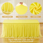 Yellow Tulle Tablecloth for 8 Foot Rectangular Tables 8ft Yellow Rectangle Table Cloth Wrinkle Free Table Cover with Tutu Skirt for Birthday Cocktail Banquet Buffet Lemon Citrus Fruit Party Decoration - Image 5