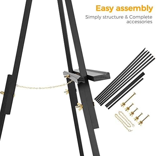 VISWIN 63" Black Easel Stand for Wedding Signs, Adjustable Wooden Display Easel with Holder, Tripod Floor Easel for Welcome Board, Poster, Picture, Photos, Paintings - Image 4
