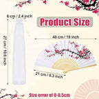 Roowest 50 Pcs Cherry Blossom Hand Paper Fans Chinoiserie Favor Kit Folding Chinese Japanese Retro Hand Fans with Organza Bag Summer Wedding Party Supplies Bridal Shower Gifts for Guests - Image 2