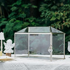 NCYP 12.6" x 5.9" x 9" Wedding Glass Cards Box with Slot and Lock, Thanks Card Holder for Micro Wedding, Envelops, Reception, Decorative, Silver (Glass Box Only) Slot Length 7.3 Inches - Image 4
