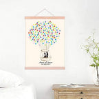 GreatHomeArt Customized Fingerprint Wedding Guest Book Sweet Couple in Balloons Canvas Prints DIY Thumbprint Guest Sign-in Book Ready to Hang for Anniversary Wedding Gift-80x120cm - Image 4
